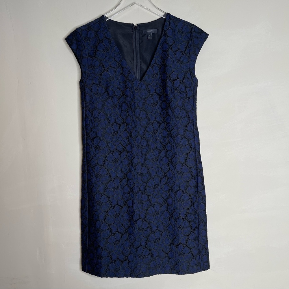 J Crew Dress Sleeveless Lace Shift Navy Black